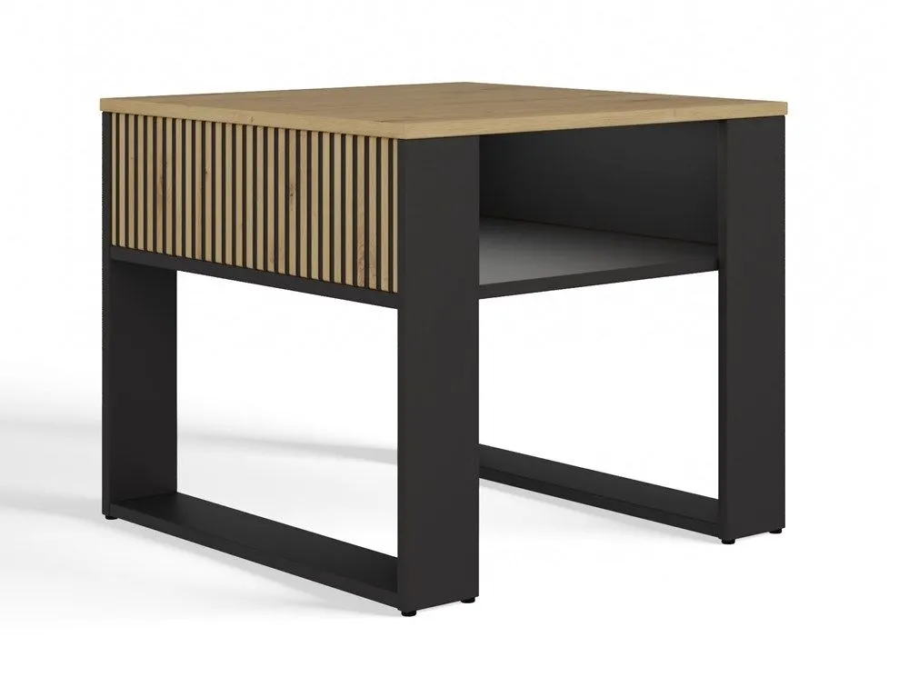 Ława, stolik kawowy, Modern, 68x68x50 cm, dąb artisan, czarny