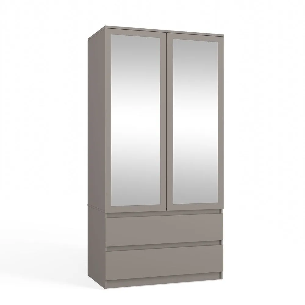 Duża szafa z lustrem, Malwa, 90x50x180 cm, szary