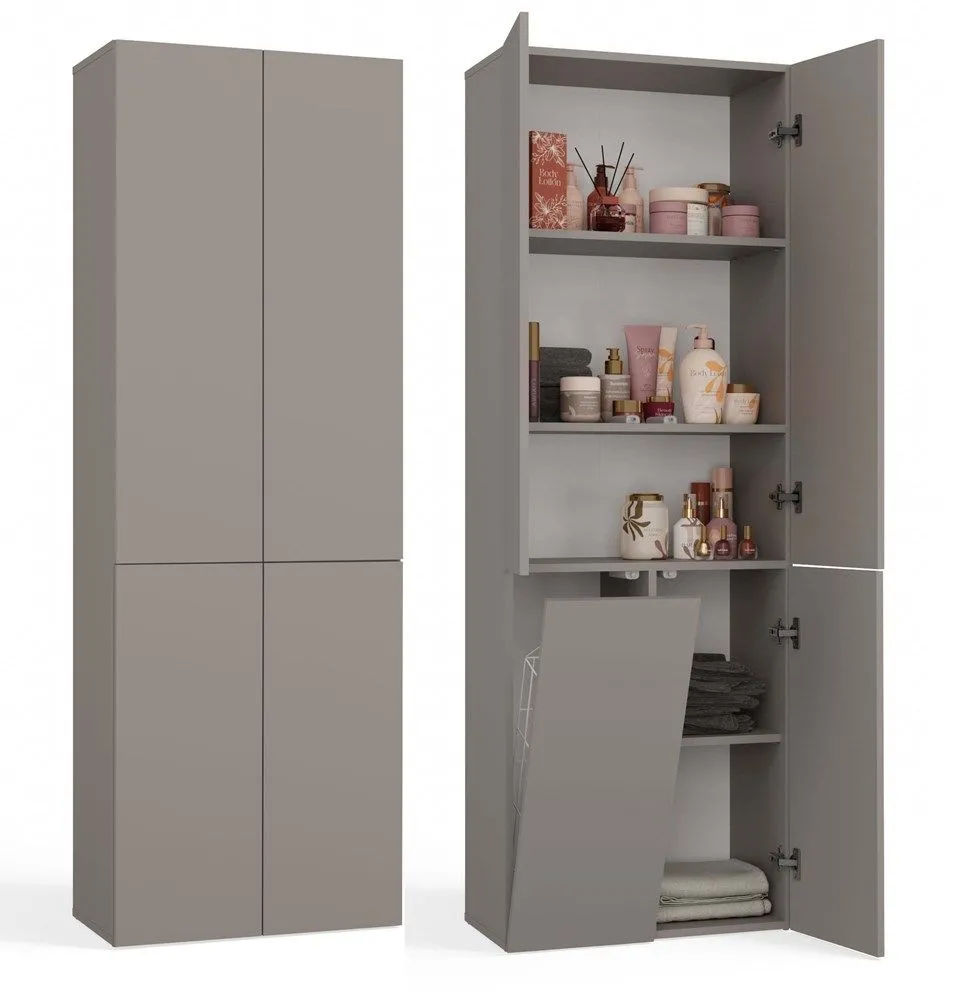 Słupek, szafka łazienkowa, Nel, 60x30x174 cm, szary, mat