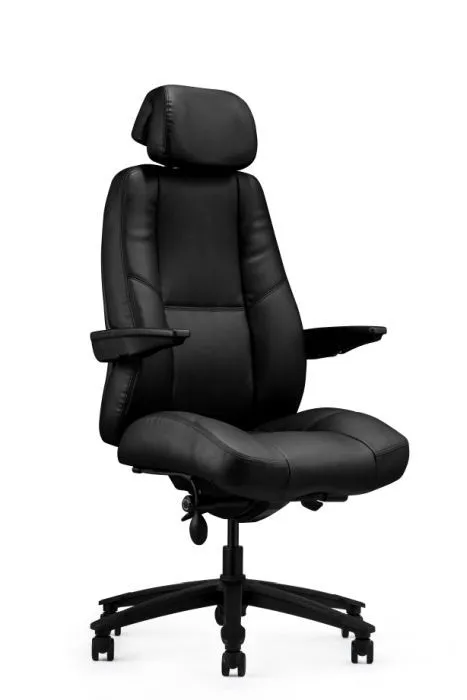 Fotel biurowy tapicerowany ekoskórą, Atlas, czarny