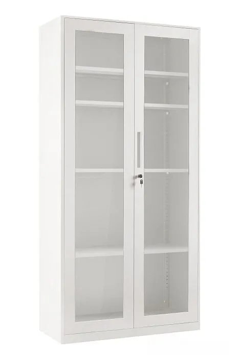 Szafa biurowa, przeszklona, 90x40x185 cm, biały