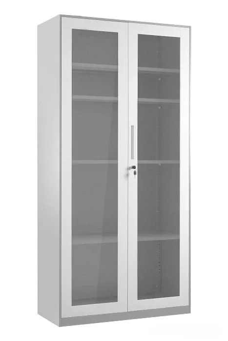 Szafa biurowa, przeszklona, 90x40x185 cm, szary, biały