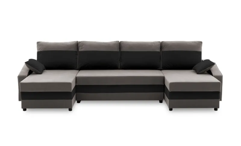 Narożnik rozkładany, MONTERO, 302x138x75 cm, ciemny szary, czarny