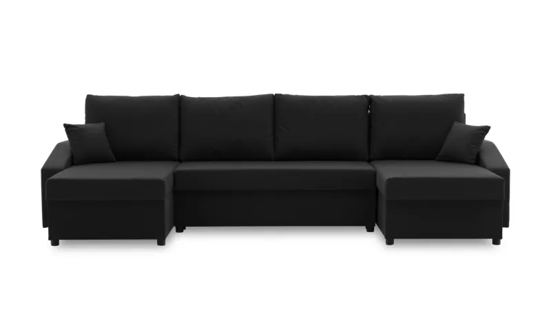 Duży narożnik, MONTERO Plus, 302x138x75 cm, czarny