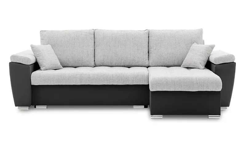 Narożnik rozkładany, prawy, MAGNUS, ekoskóra, 253x154x75 cm, czarny, szary