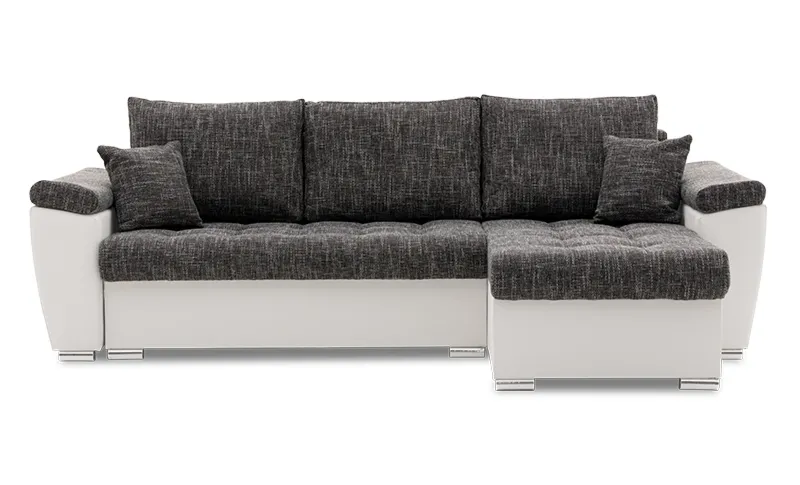 Narożnik rozkładany, prawy, MAGNUS, ekoskóra, 253x154x75 cm, ciemny szary, biały