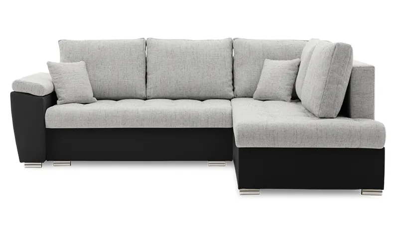 Narożnik nowoczesny, prawy, MAGNUS, ekoskóra, 245x190x75 cm, czarny, szary