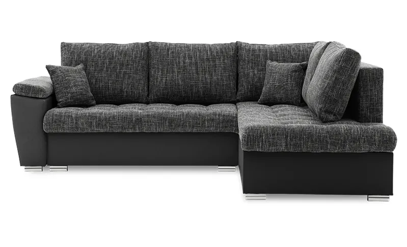 Narożnik nowoczesny, prawy, MAGNUS, ekoskóra, 245x190x75 cm, czarny, ciemny szary