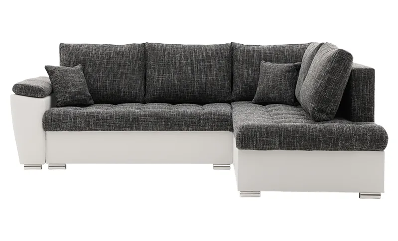 Narożnik nowoczesny, prawy, MAGNUS, ekoskóra, 245x190x75 cm, biały, ciemny szary