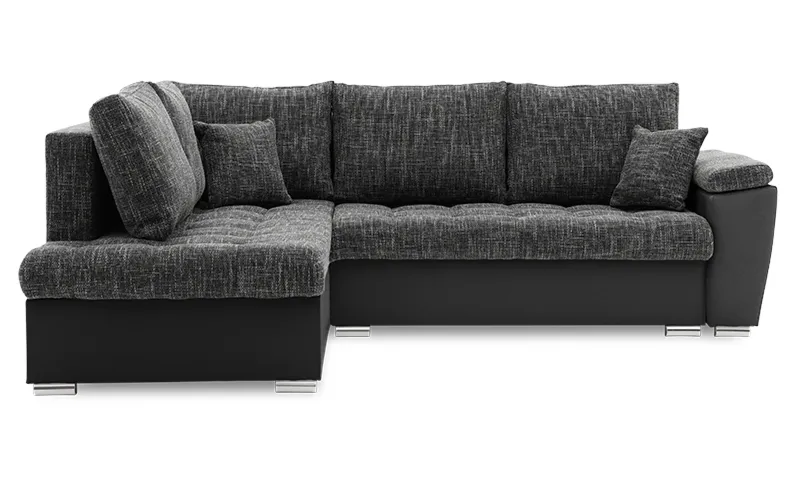 Narożnik nowoczesny, lewy, MAGNUS, ekoskóra, 245x190x75 cm, czarny, ciemny szary