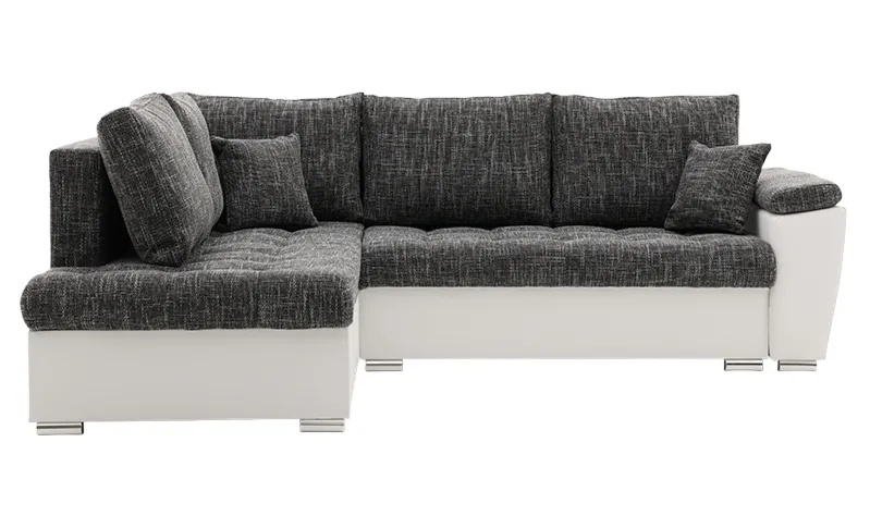 Narożnik nowoczesny, lewy, MAGNUS, ekoskóra, 245x190x75 cm, biały, ciemny szary