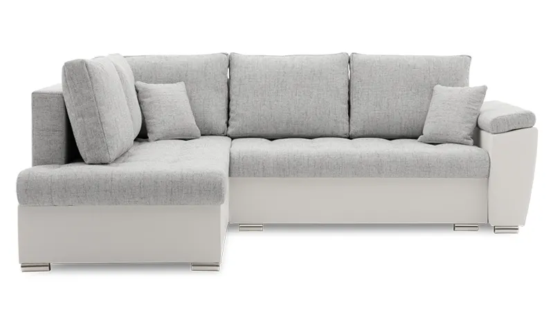 Narożnik nowoczesny, lewy, MAGNUS, ekoskóra, 245x190x75 cm, biały, szary