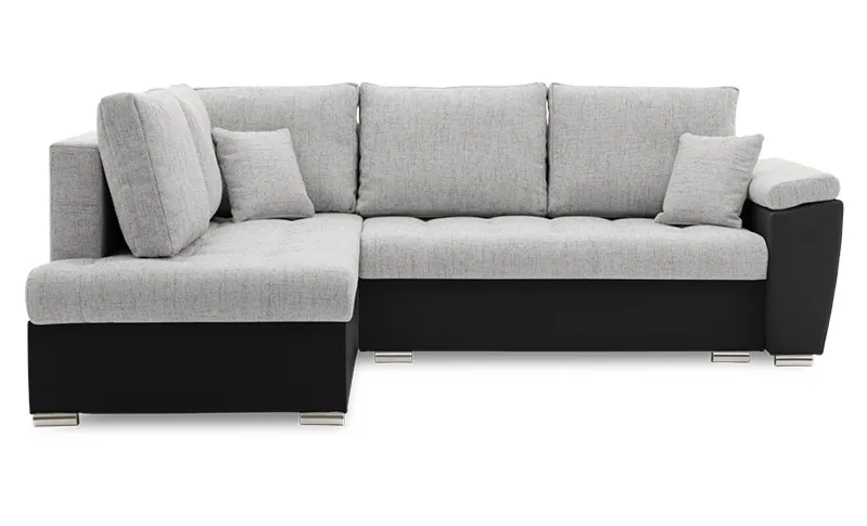 Narożnik nowoczesny, lewy, MAGNUS, ekoskóra, 245x190x75 cm, czarny, szary