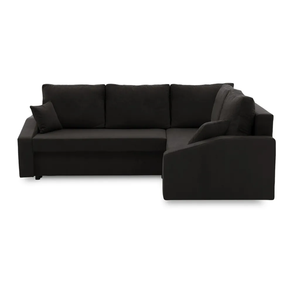 Narożnik rozkładany, prawy, LUSSO Plus, 230x179x92 cm, czarny