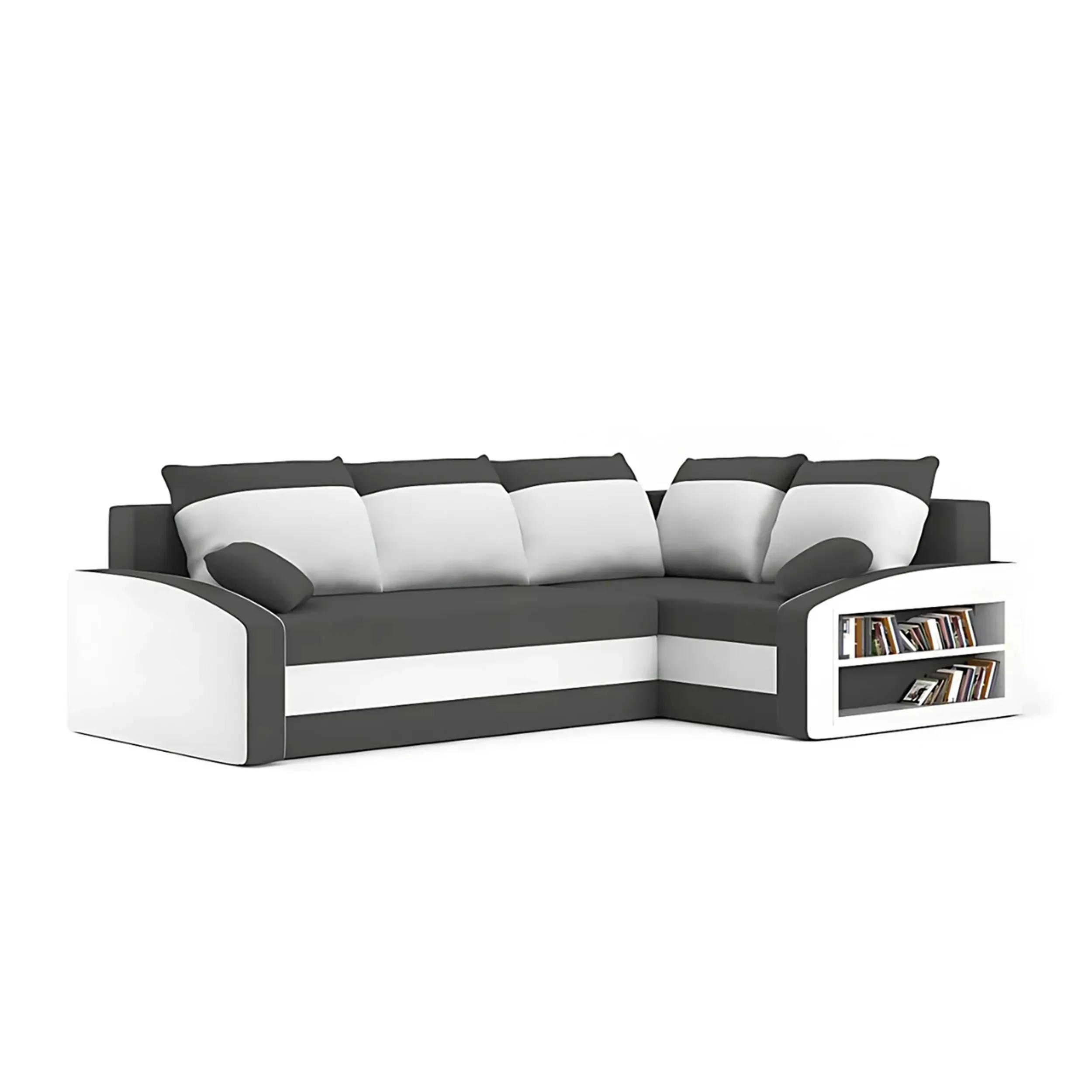 Duży narożnik, prawy, półka w prawym, LUSSO, 230x179x75 cm, szary, biały