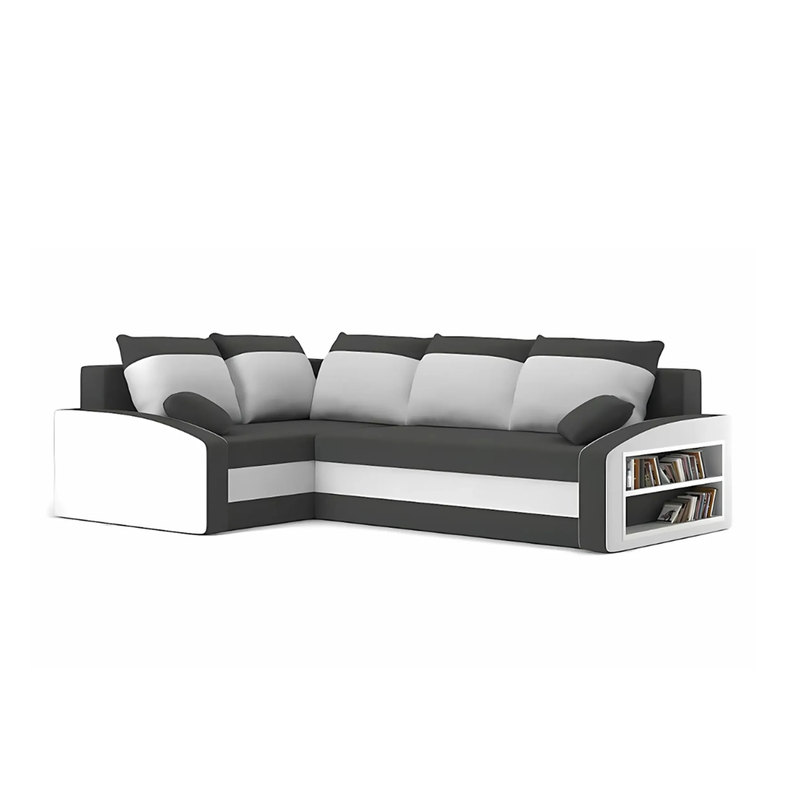 Duży narożnik, lewy, półka w prawym, LUSSO, 230x179x75 cm, szary, biały