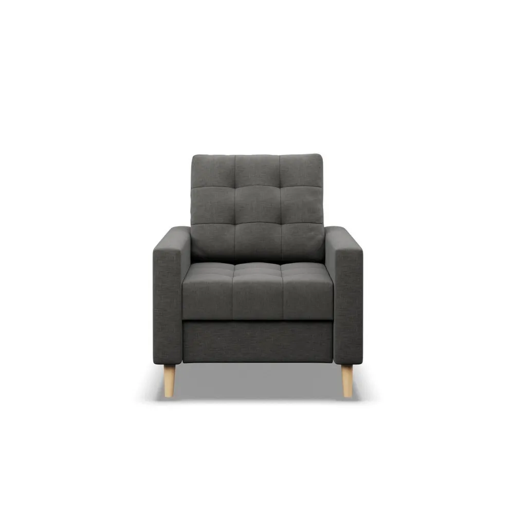 Fotel skandynawski, pikowany, NUBO, 75x92x92 cm, ciemny szary