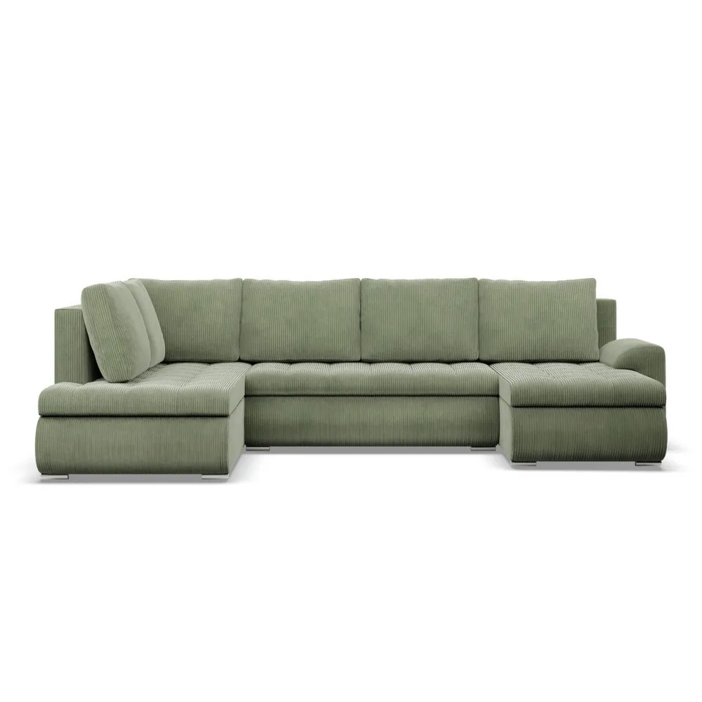 Duży narożnik U, lewostronny, BOSCO, sztruks, 300x200x89 cm, oliwkowy