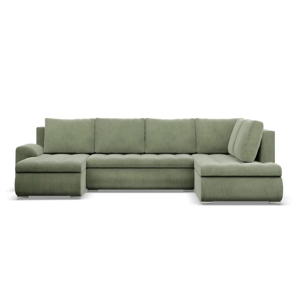 Duży narożnik U, prawostronny, BOSCO, sztruks, 300x200x89 cm, oliwkowy