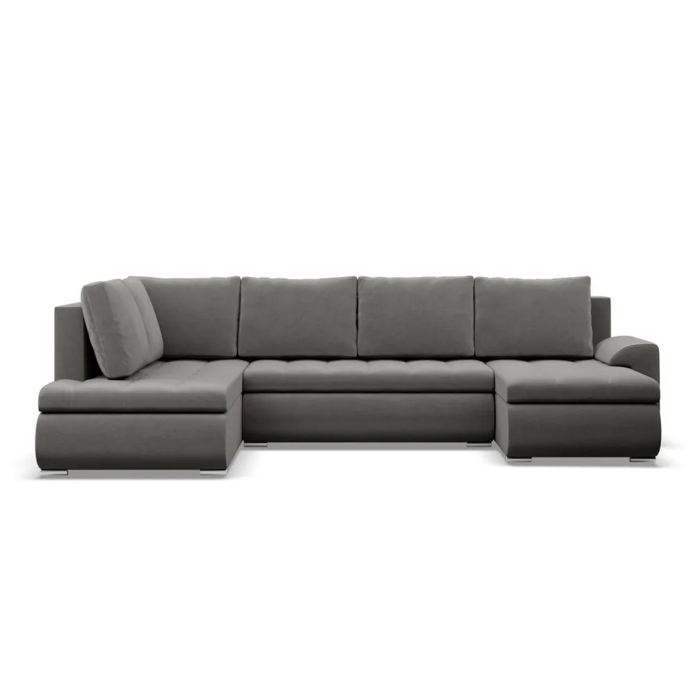 Duży narożnik U, lewostronny, BOSCO, velvet, 300x200x89 cm, szary