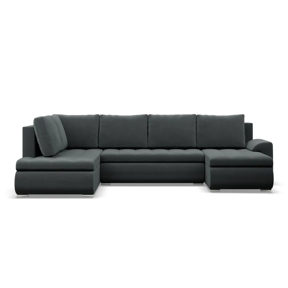Duży narożnik U, lewostronny, BOSCO, velvet, 300x200x89 cm, ciemny szary