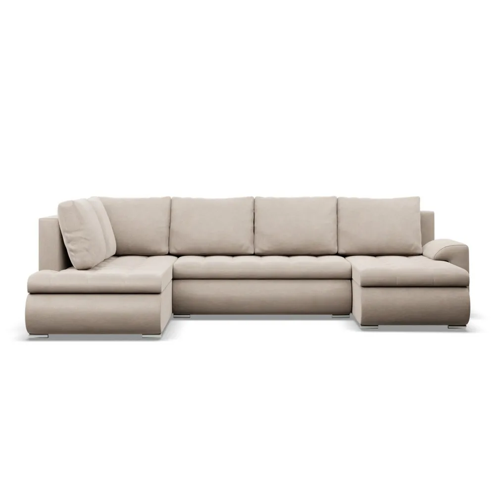 Duży narożnik U, lewostronny, BOSCO, velvet, 300x200x89 cm, beżowy