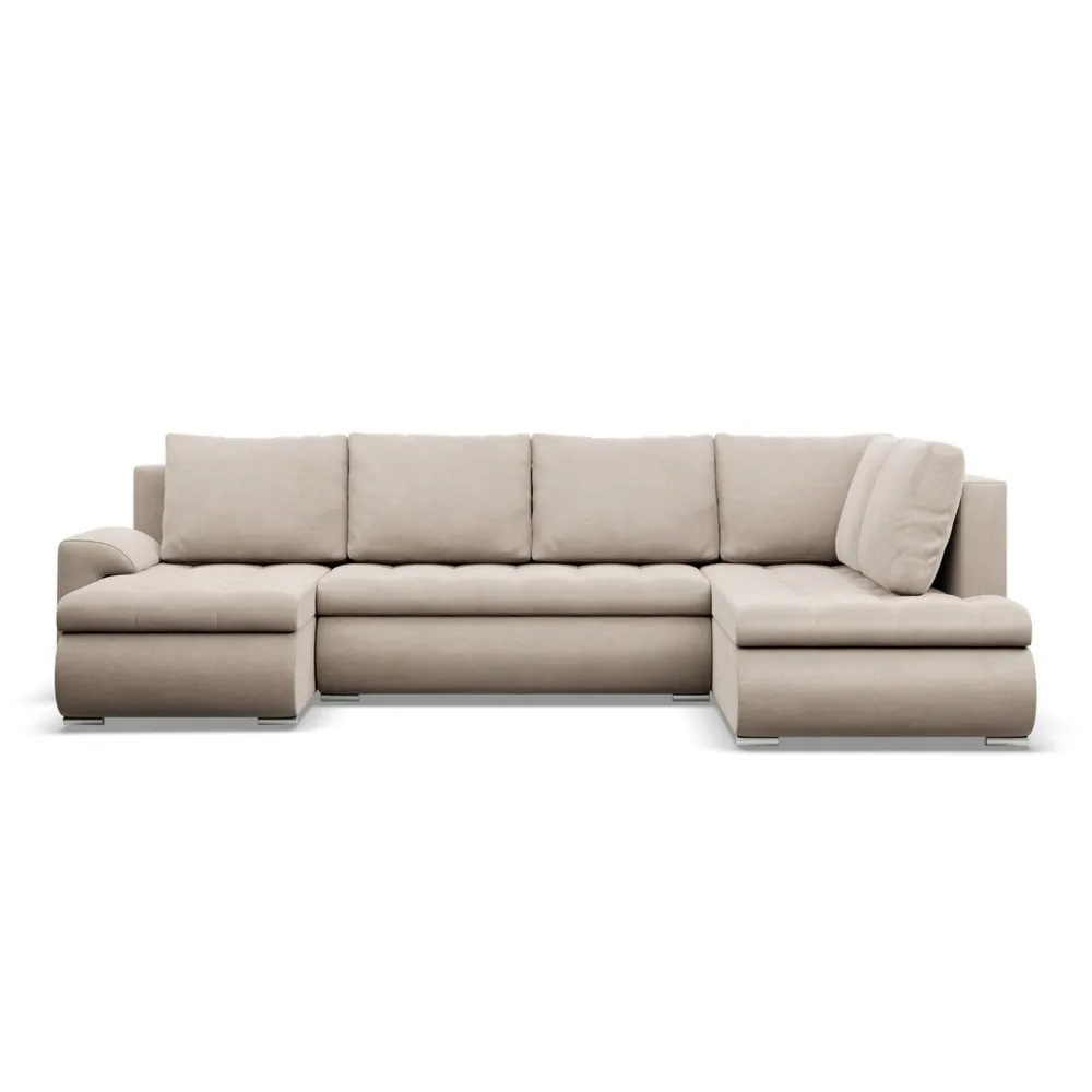 Duży narożnik U, prawostronny, BOSCO, velvet, 300x200x89 cm, beżowy