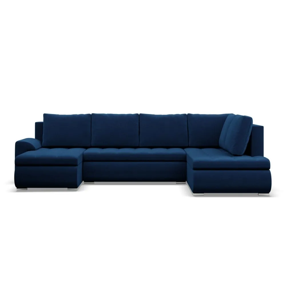 Duży narożnik U, prawostronny, BOSCO, velvet, 300x200x89 cm, granatowy