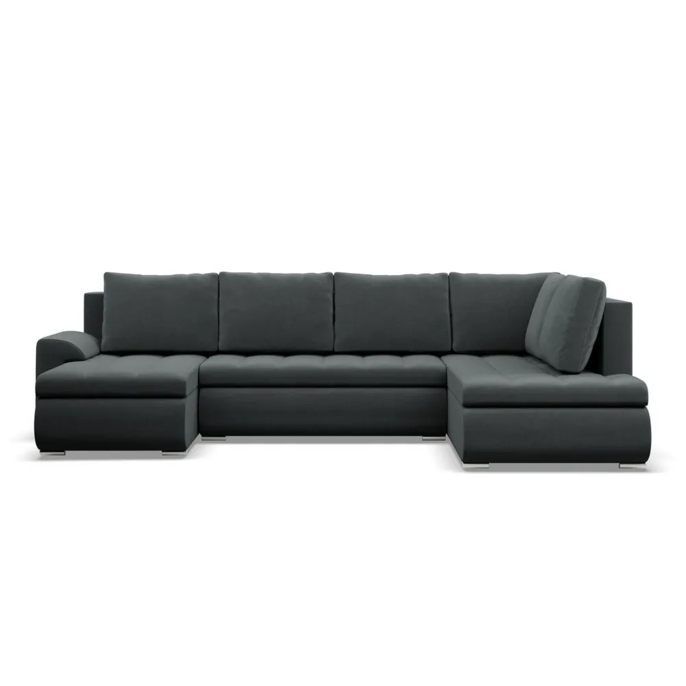 Duży narożnik U, prawostronny, BOSCO, velvet, 300x200x89 cm, ciemny szary