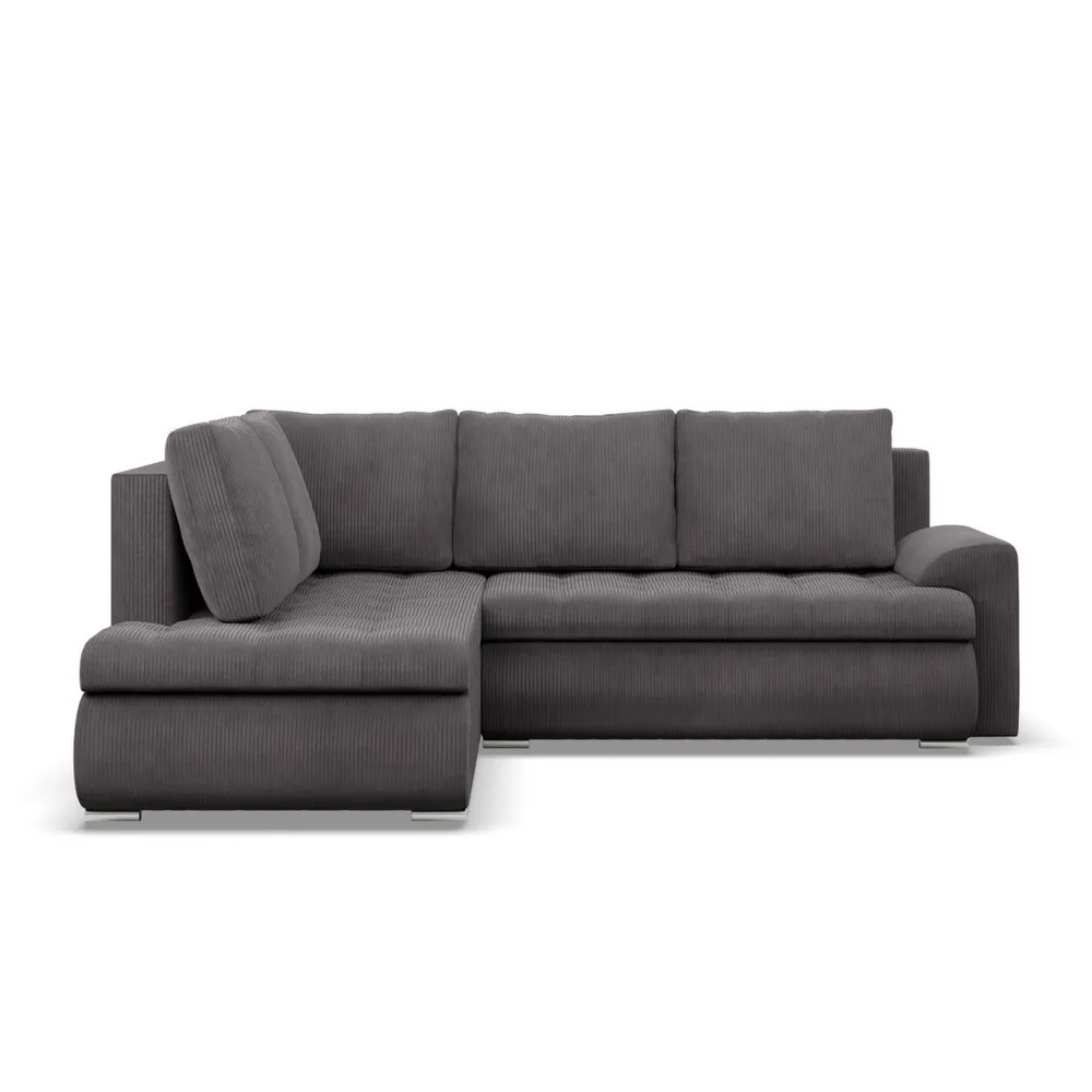 Narożnik z otomaną, lewy, BOSCO, sztruks, 230x200x89 cm, ciemny szary