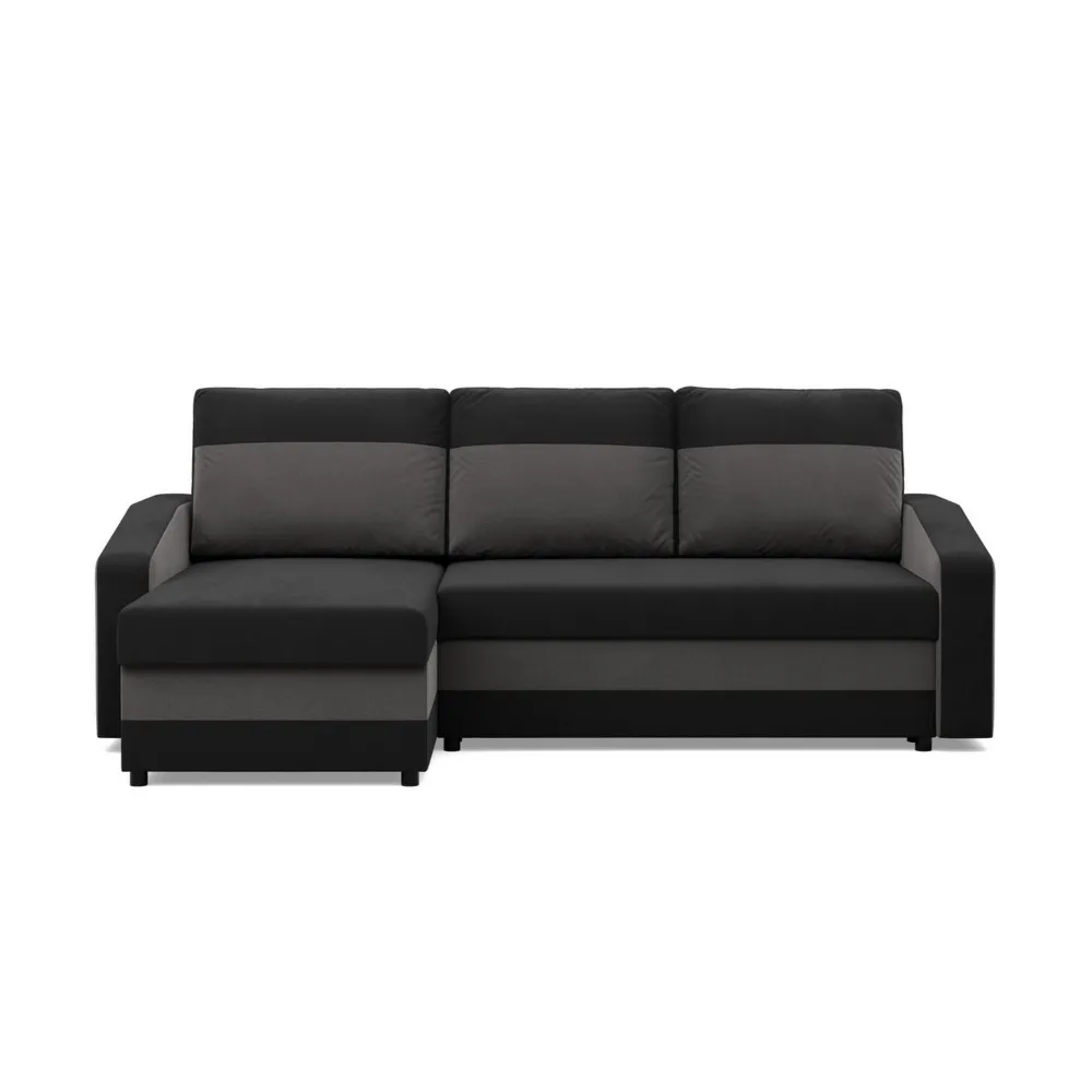 Narożnik uniwersalny, mikrofaza, AURELO, 231x140x92 cm, czarny, szary