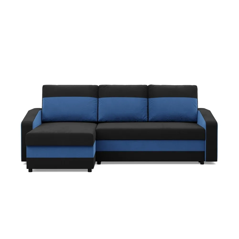 Narożnik uniwersalny, mikrofaza, AURELO, 231x140x92 cm, czarny, granatowy