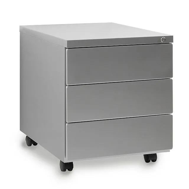 Kontenerek z szufladami na kółkach, 40x55x48 cm, srebrny