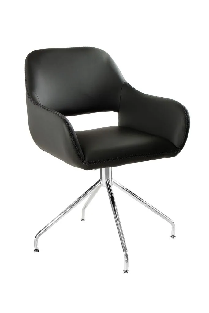 Krzesło obrotowe, biurowe, ekoskóra, talia, czarne