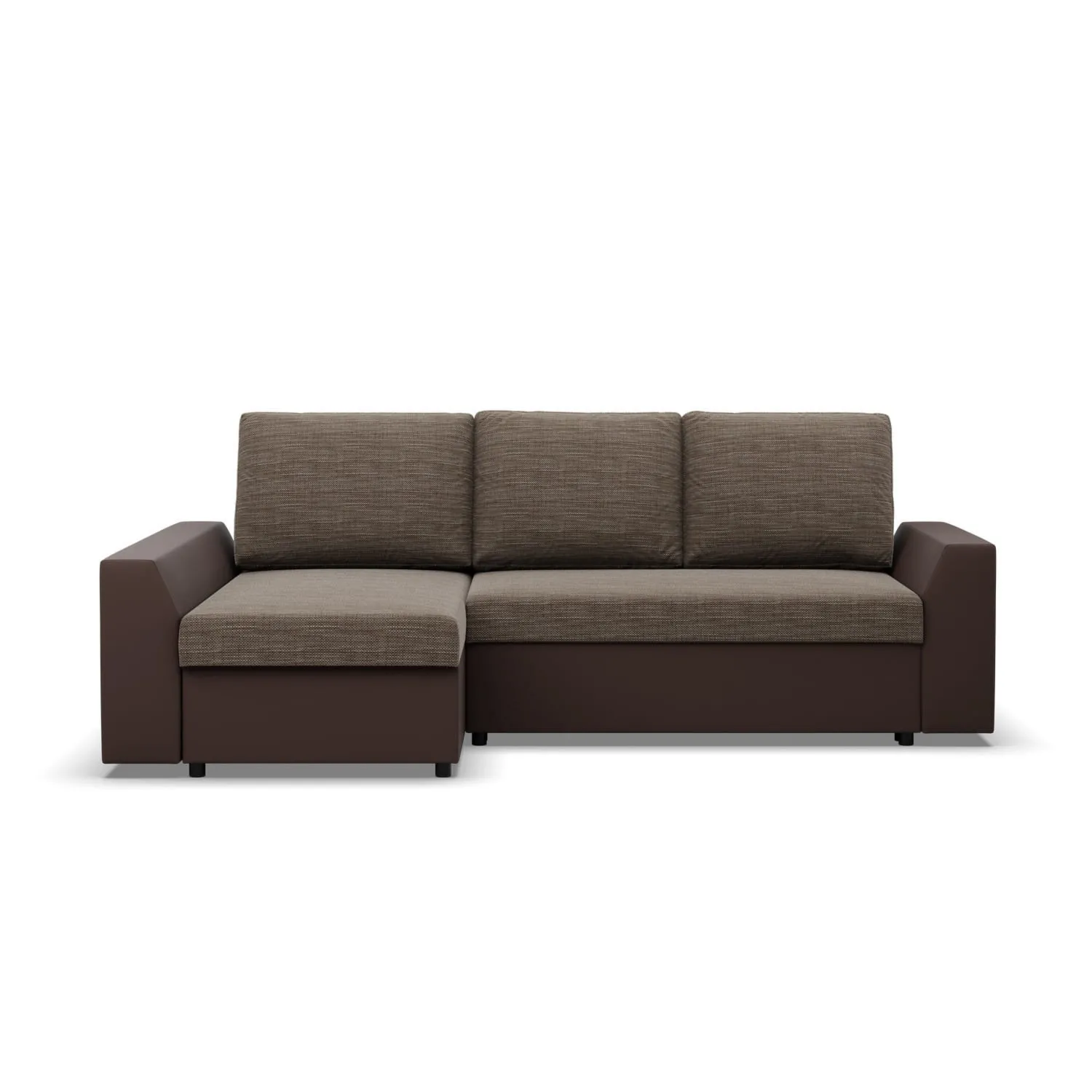 Narożnik z funkcją spania, Viktor, ekoskóra, 243x140x92 cm, brąz