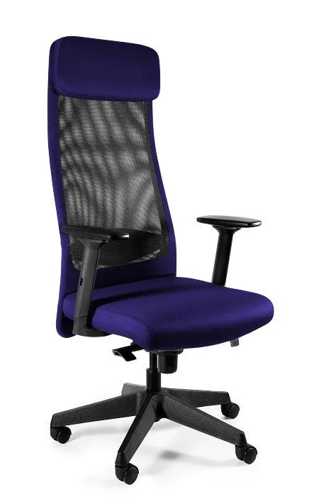 Fotel biurowy, ergonomiczny, Ares Mesh, czarny, navyblue