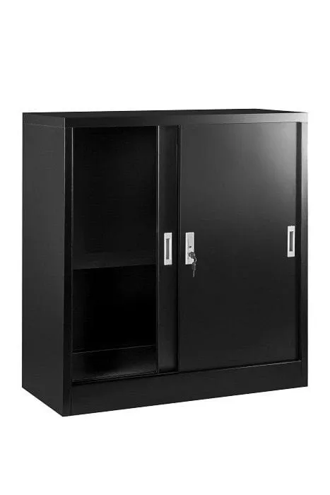 Szafka gabinetowa, zamykana na klucz, 85x39x90 cm, czarny