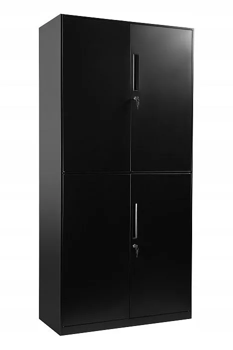 Duża szafa biurowa zamykana na klucz, 90x40x185 cm, czarny