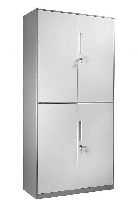 Duża szafa biurowa zamykana na klucz, 90x40x185 cm, szary, biały