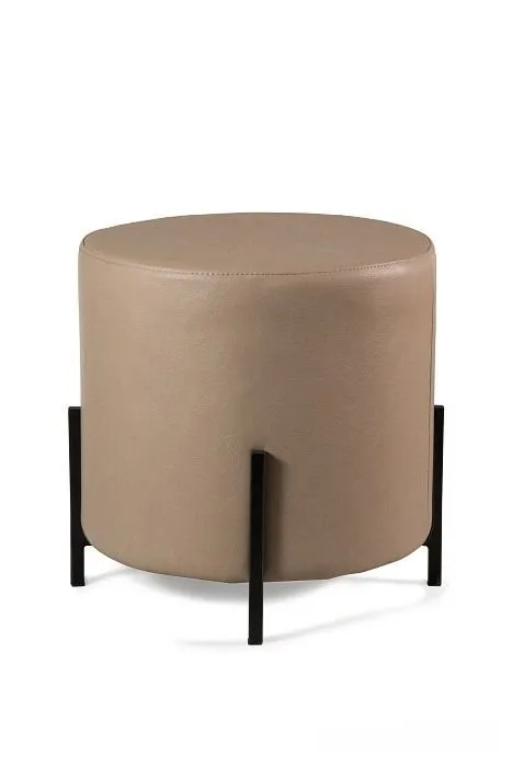 Okrągła pufa na nóżkach, ekoskóra, Soplo, 40x40x40 cm, beżowy