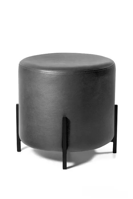 Okrągła pufa na nóżkach, ekoskóra, Soplo, 40x40x40 cm, szary
