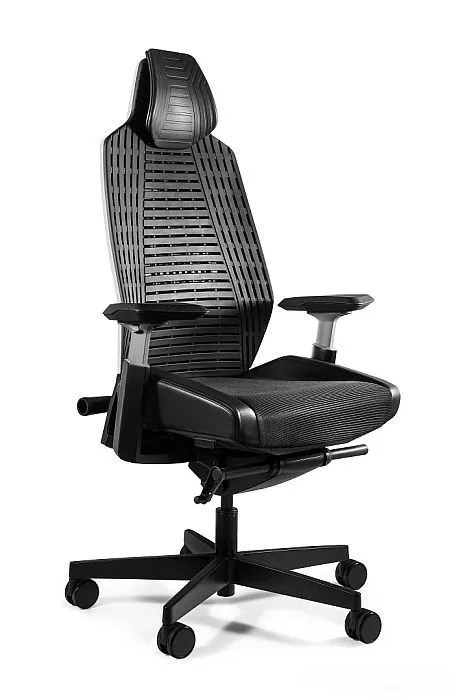 Fotel biurowy, ergonomiczny, elastomer, Ronin, biały, czarny