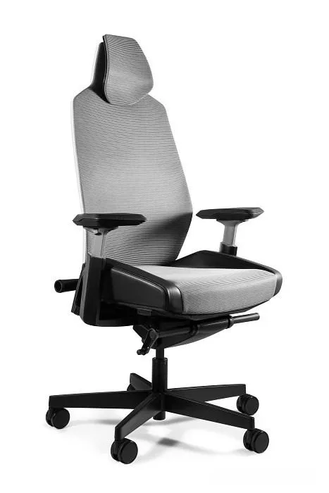 Fotel obrotowy, krzesło biurowe, siatka, Ronin, biały, szary