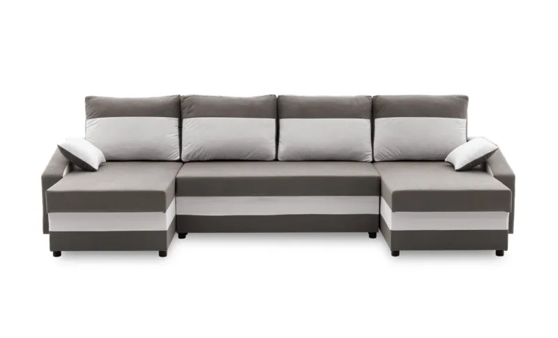 Narożnik rozkładany, MONTERO, 302x138x75 cm, biel, szary