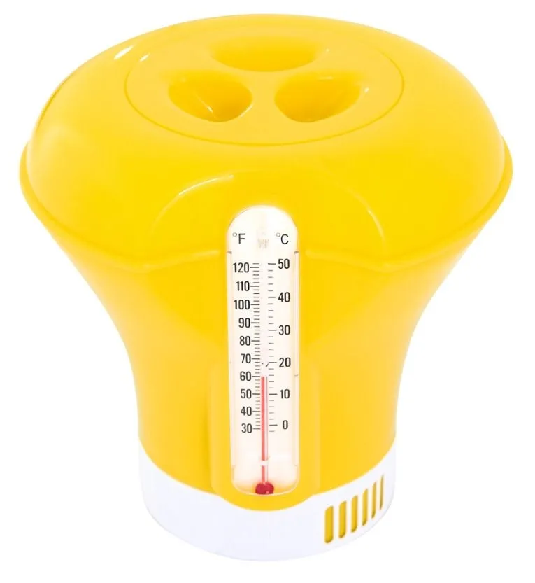 Dozownik chemii basenowej z termometrem, Bestway, 18,5 cm, żółty