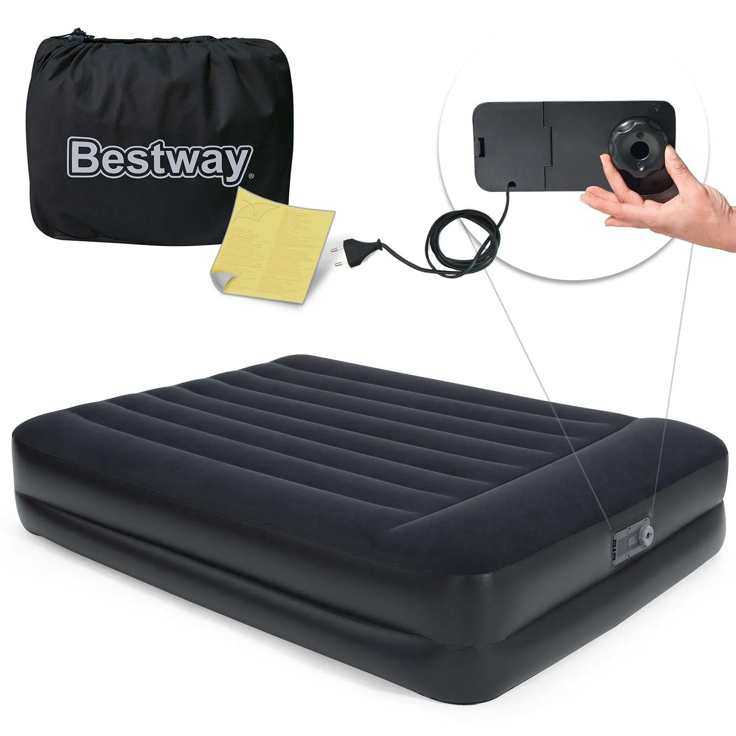 Materac dmuchany, z pompką, Bestway, 203x152x46 cm