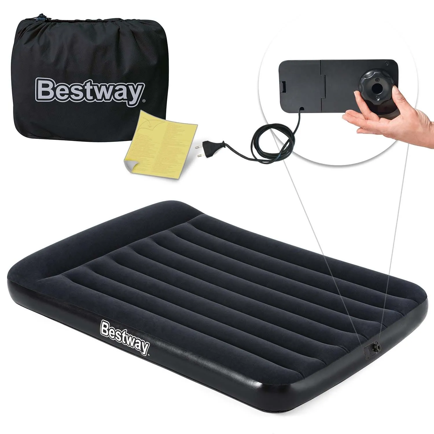 Materac dmuchany, z wbudowaną pompką, Bestway, 191x137x30 cm