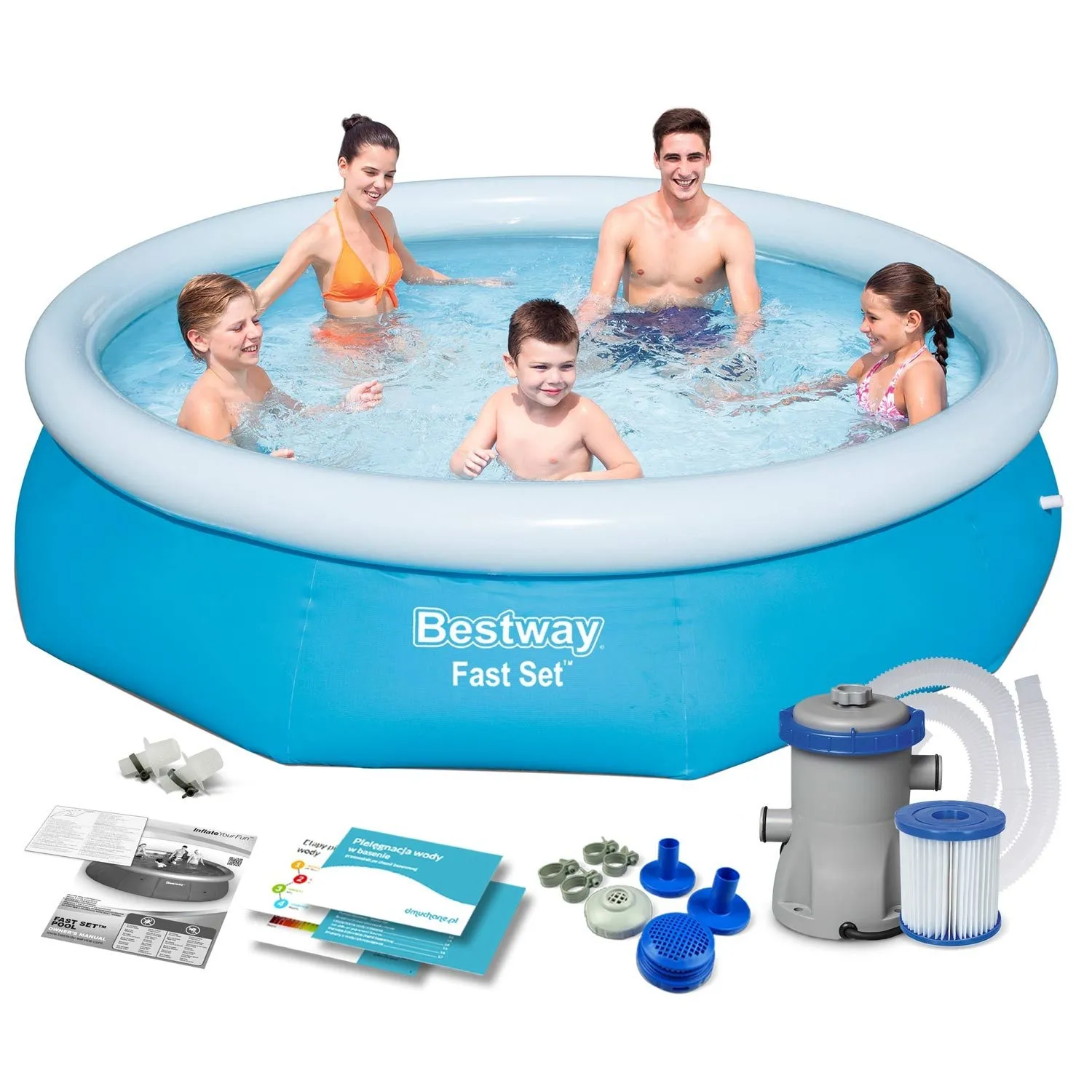 Basen ogrodowy rozporowy, zestaw 9w1, Bestway, 305x76 cm