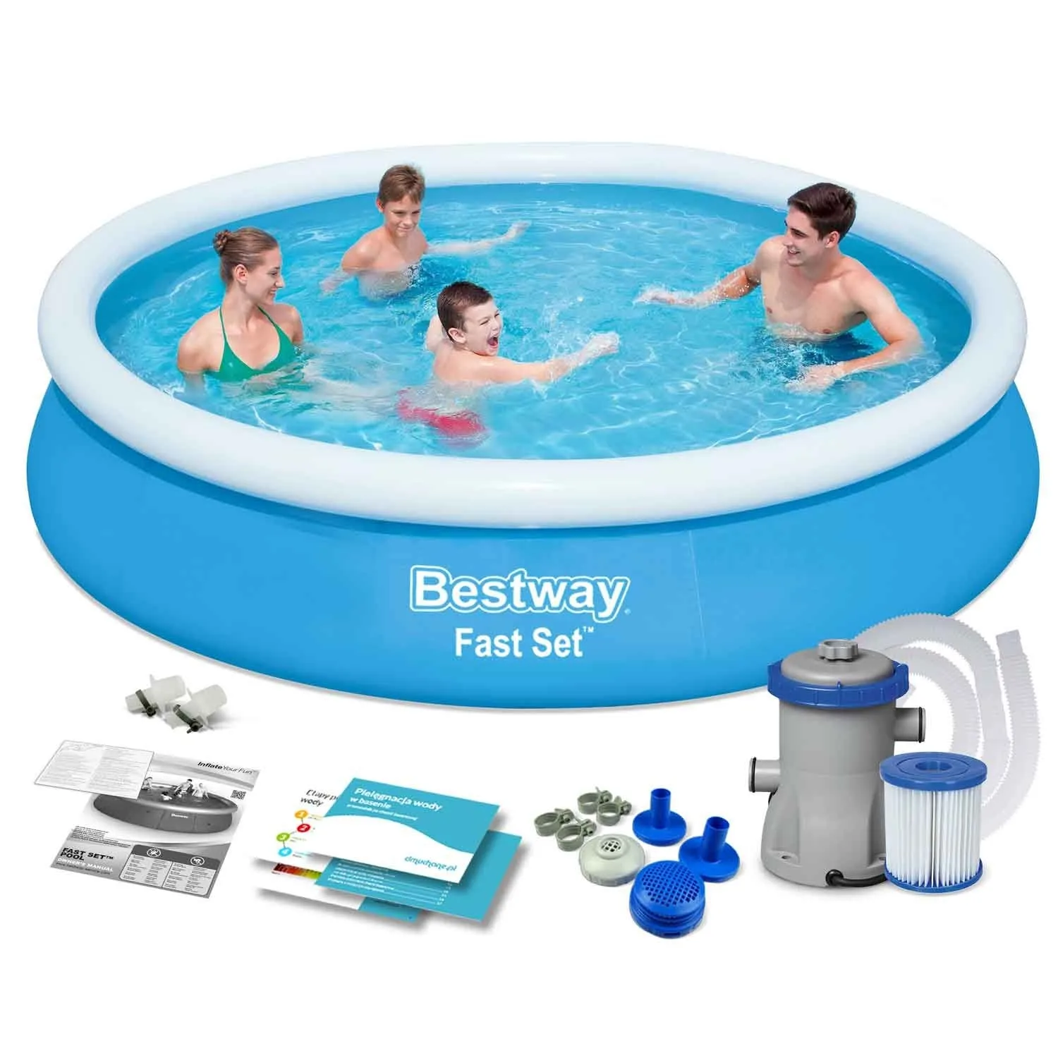 Basen ogrodowy rozporowy, zestaw 9w1, Bestway, 366x76 cm
