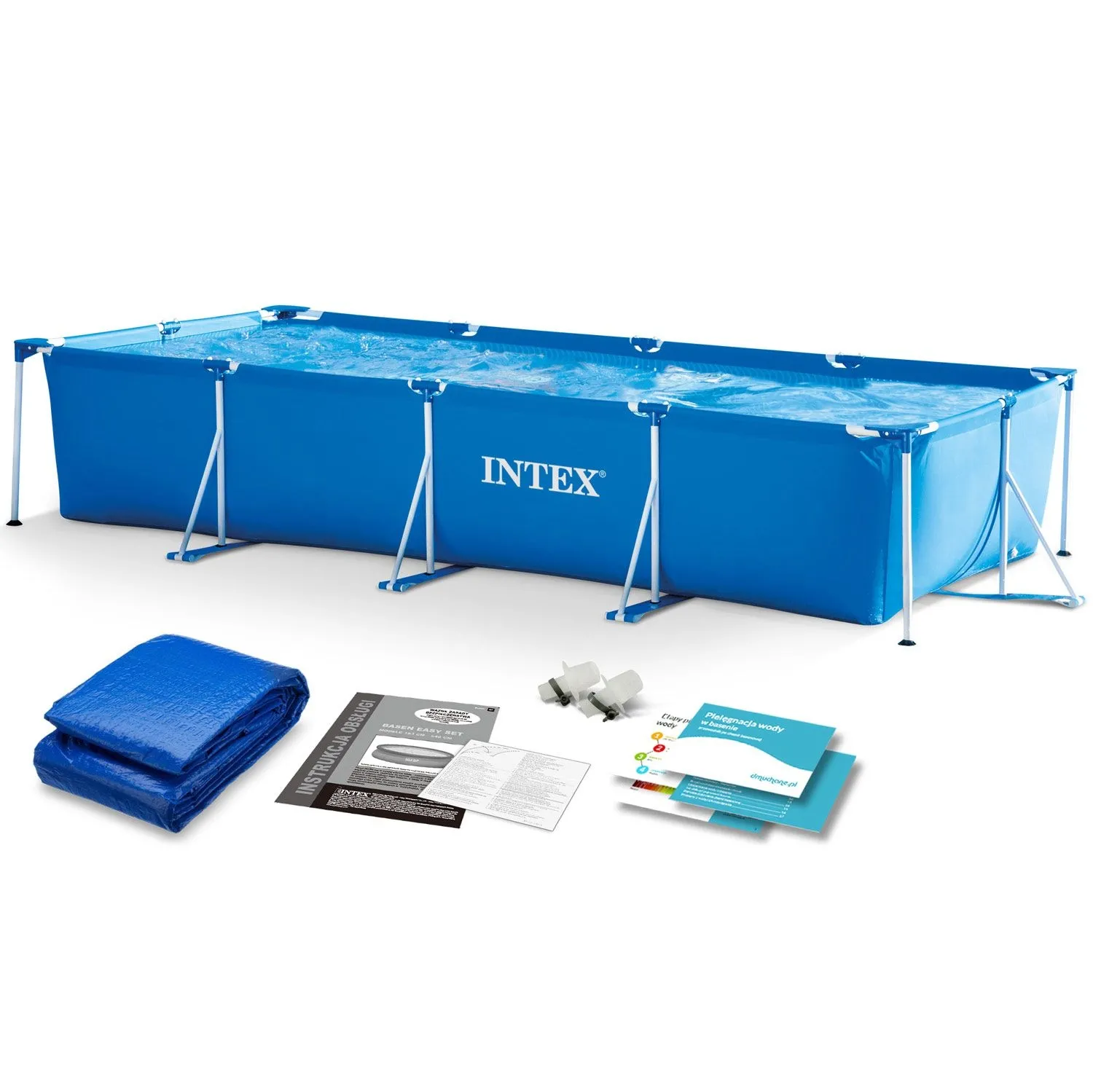Basen ogrodowy stelażowy, zestaw 2w1, Intex, 260x160x65 cm